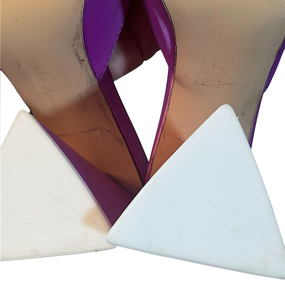 Satin Square Toe Triangular Pyramid Block Heels M… - image 7